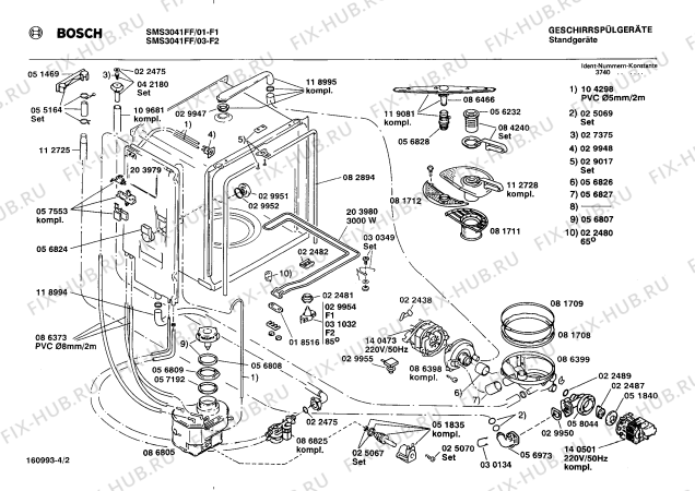 Схема №3 SMS3041FF SMS3041 с изображением Панель для посудомойки Bosch 00271225