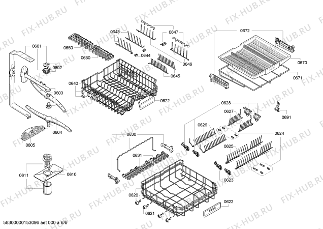 Взрыв-схема посудомоечной машины Bosch SMS86M82DE - Схема узла 06