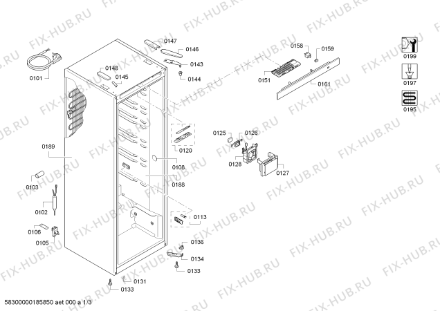 Схема №3 3FC1663P с изображением Дверь для холодильника Bosch 00714375