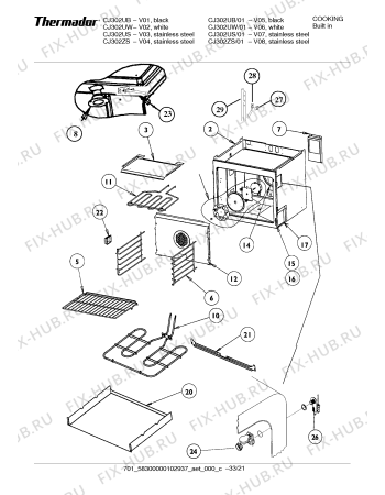 Схема №33 CJ302US с изображением Плата для плиты (духовки) Bosch 00488159
