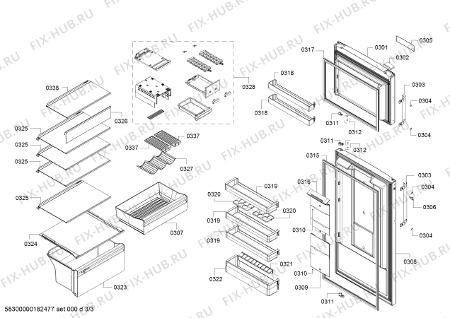 Схема №3 KDN43VR30I, Bosch с изображением Декоративная планка для холодильной камеры Bosch 11016433
