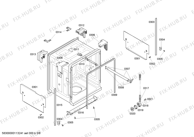 Схема №6 SHX56B02UC с изображением Винт для моечной машины Bosch 00184586