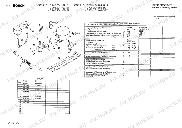 Взрыв-схема холодильника Bosch 0705204105 GSD210 - Схема узла 02