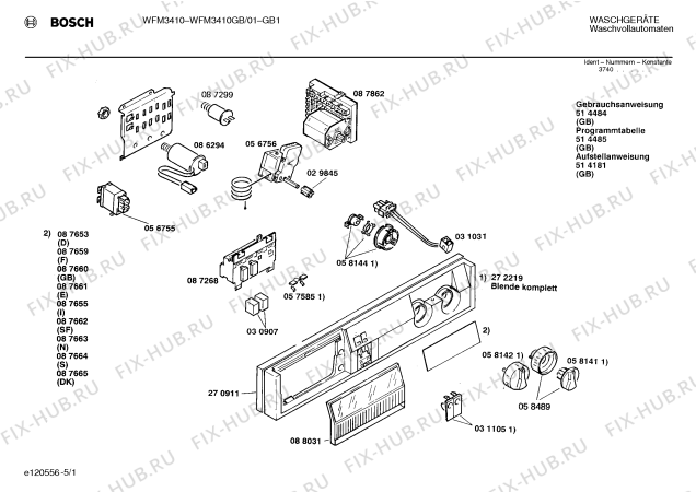 Схема №5 WFM3410GB WFM3410 с изображением Ручка для стиралки Bosch 00088031