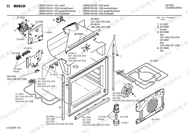 Взрыв-схема плиты (духовки) Bosch HBN212A - Схема узла 02