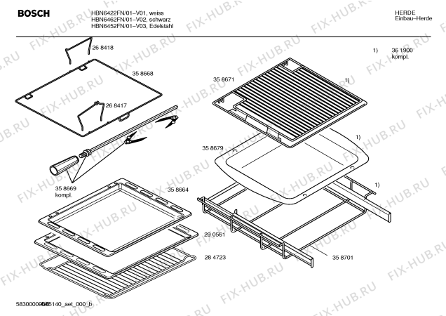 Схема №6 HBN6452FN с изображением Инструкция по эксплуатации для плиты (духовки) Bosch 00585256