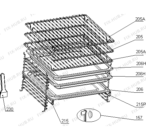 Взрыв-схема плиты (духовки) Cylinda Sib872KV 230V (703108, A706I.16) - Схема узла 03
