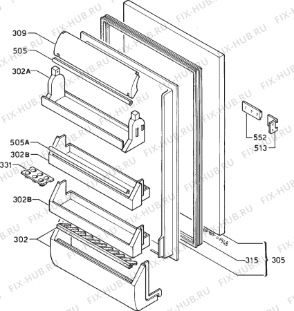 Взрыв-схема холодильника Zanussi ZI3163 - Схема узла Door 003