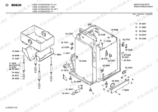 Взрыв-схема стиральной машины Bosch 0722044530 V360 - Схема узла 02
