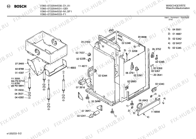 Взрыв-схема стиральной машины Bosch 0722044531 V360 - Схема узла 02