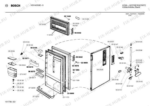 Взрыв-схема холодильника Bosch KSV4350IE - Схема узла 02