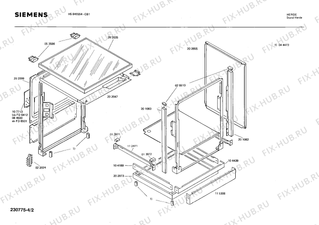 Взрыв-схема плиты (духовки) Siemens HS845554 - Схема узла 02