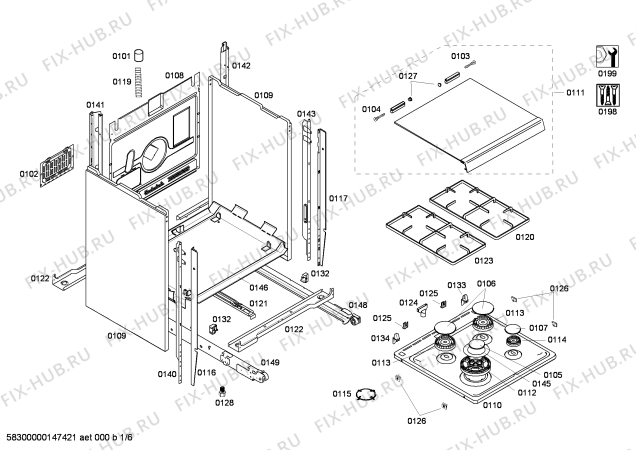 Схема №6 3CGX468BT с изображением Плита Siemens 00273733