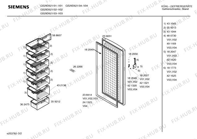 Взрыв-схема холодильника Siemens GS29D621 - Схема узла 02