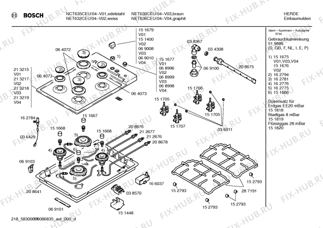 Схема №1 NET630CEU с изображением Варочная панель для электропечи Bosch 00213218