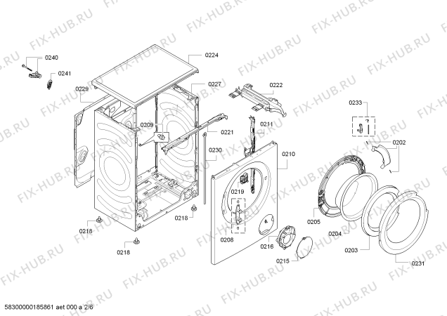 Взрыв-схема стиральной машины Bosch WLK20146OE Serie 6, 3D Washing - Схема узла 02