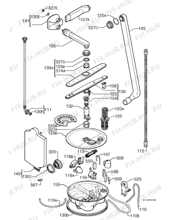 Взрыв-схема посудомоечной машины Electrolux ESI430K - Схема узла Hydraulic System 272