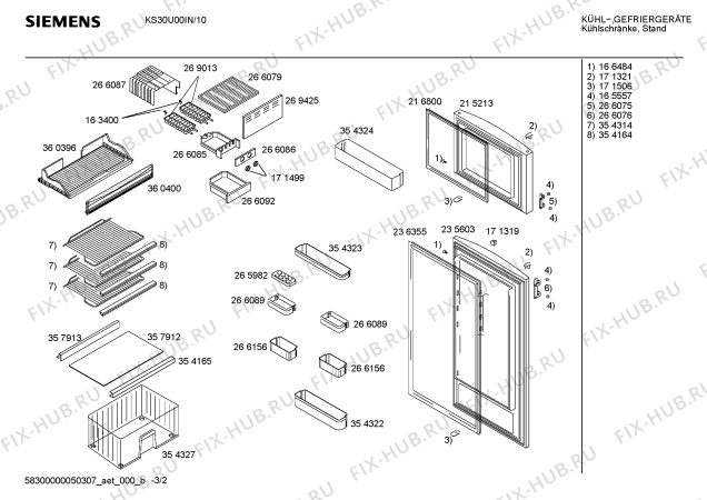 Взрыв-схема холодильника Siemens KS30U00IN - Схема узла 02
