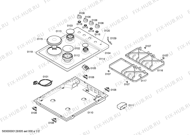 Схема №2 NMT635TNE с изображением Столешница для плиты (духовки) Bosch 00608686