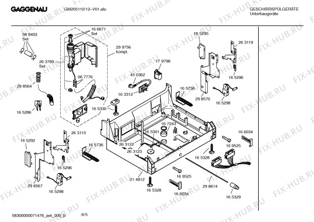 Схема №5 GM215110 с изображением Инструкция по эксплуатации Gaggenau для посудомоечной машины Bosch 00528101