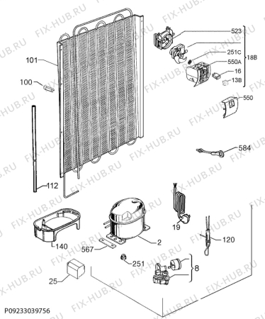 Взрыв-схема холодильника Electrolux ERF3312AOX - Схема узла Cooling system 017