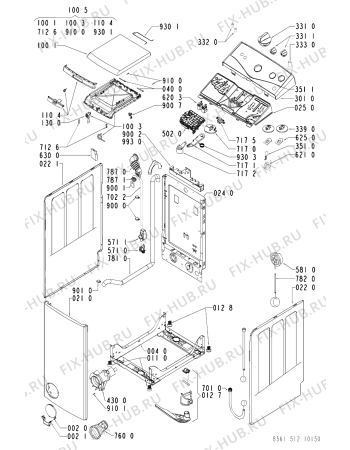 Схема №2 AWT 5125 с изображением Обшивка для стиралки Whirlpool 481245216738