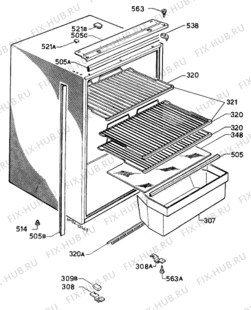 Взрыв-схема холодильника Unknown KX163-3FF - Схема узла C10 Cabinet/Interior