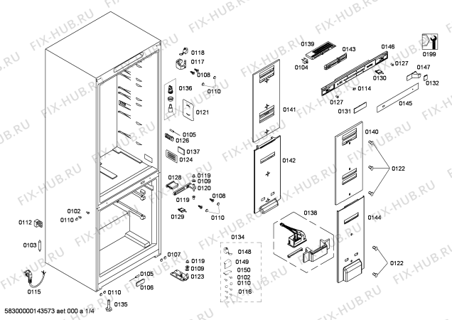 Схема №4 P1KNB4927B с изображением Дверь для холодильника Bosch 00248955