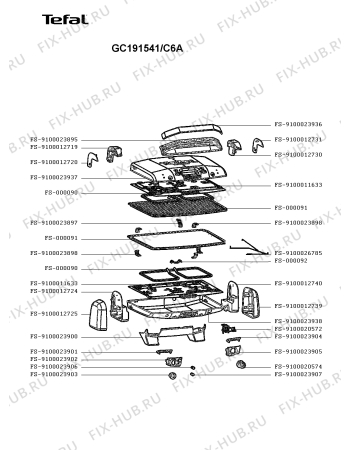 Схема №1 GC191541/C6A с изображением Ручка для гриля Tefal FS-9100023895
