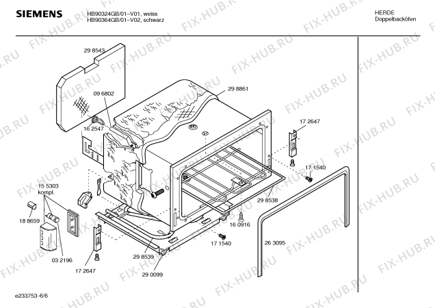 Взрыв-схема плиты (духовки) Siemens HB90364GB - Схема узла 06