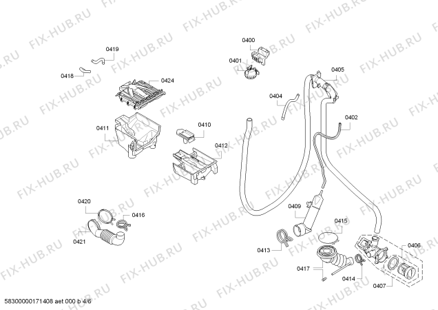 Взрыв-схема стиральной машины Bosch WLK20240UA Avantixx 6 VarioPerfect - Схема узла 04