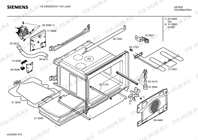 Взрыв-схема плиты (духовки) Siemens HL54023DK - Схема узла 03
