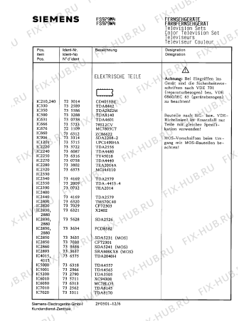 Схема №12 FS979W4 с изображением Инструкция по эксплуатации для телевизора Siemens 00530569