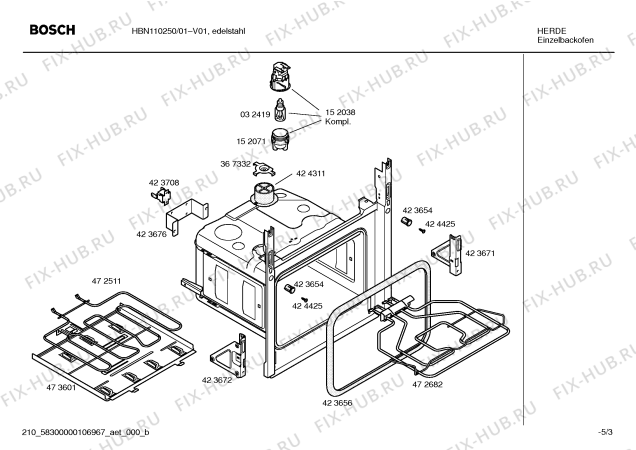 Взрыв-схема плиты (духовки) Bosch HBN110250 - Схема узла 03