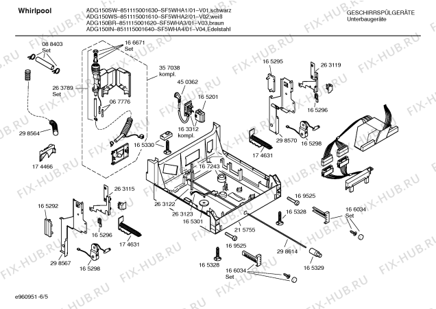Взрыв-схема посудомоечной машины Whirlpool SF5WHA2 ADG150WS - Схема узла 05