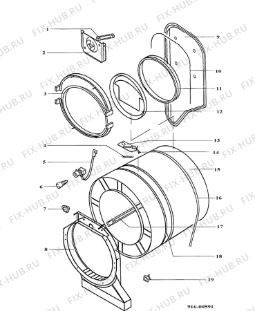 Взрыв-схема стиральной машины Electrolux EDC542 - Схема узла Drum