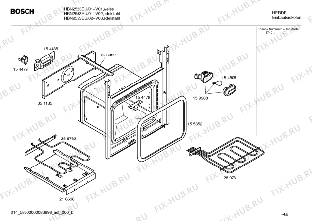 Схема №4 HBN2563EU HBN2563eu/01 с изображением Инструкция по эксплуатации для плиты (духовки) Bosch 00528717