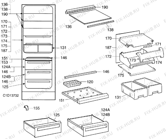 Взрыв-схема холодильника Arthurmartinelux AR8407B - Схема узла Accessories Refrigerator