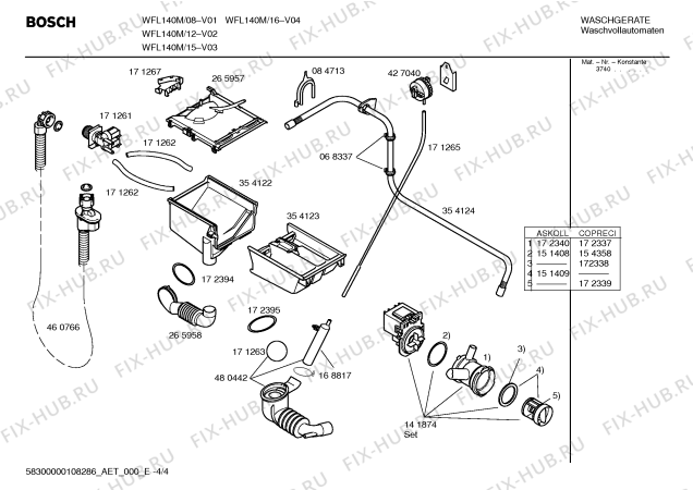 Схема №4 WFL140M с изображением Инструкция по эксплуатации для стиралки Bosch 00595984