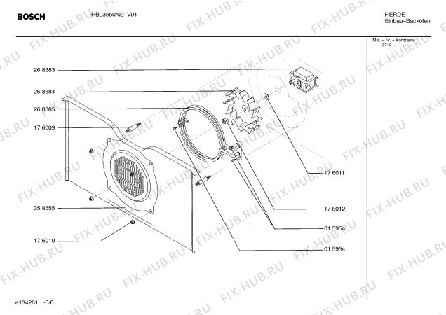 Схема №6 HBL3550 с изображением Инструкция по эксплуатации для электропечи Bosch 00526149