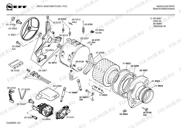 Схема №4 W4210B1FG WI12 с изображением Инструкция по эксплуатации для стиральной машины Bosch 00516823