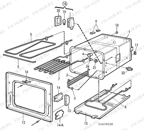 Взрыв-схема комплектующей Electrolux CF6075 - Схема узла H10 Main Oven Cavity (large)