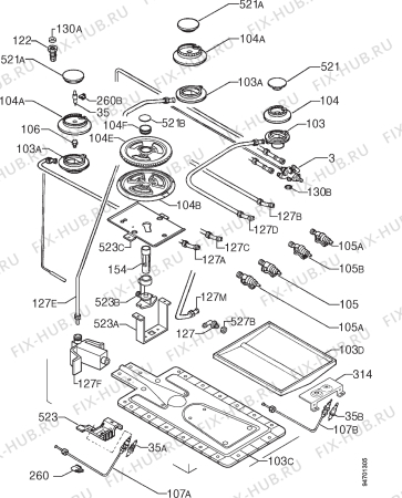 Взрыв-схема плиты (духовки) Electrolux EK6700 - Схема узла Functional parts 267