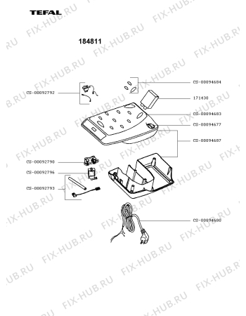 Взрыв-схема утюга (парогенератора) Tefal 184811 - Схема узла 4P001238.8P2