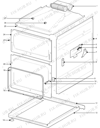 Взрыв-схема плиты (духовки) Zanussi ZCE7300W ED.2 - Схема узла H10 Outer Frame