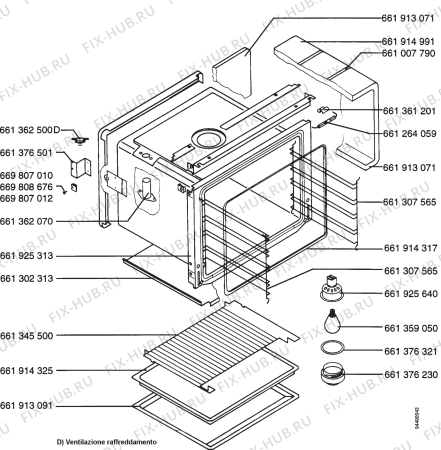 Взрыв-схема плиты (духовки) Aeg 521B-B - Схема узла Section 2