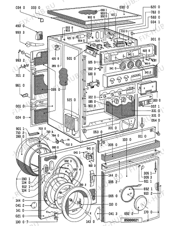 Схема №2 WA 9652 WS с изображением Петля люка (двери) для стиралки Whirlpool 481241718105