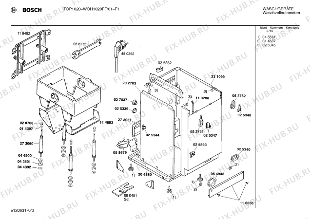 Взрыв-схема стиральной машины Bosch WOH1020FF TOP1020 - Схема узла 03