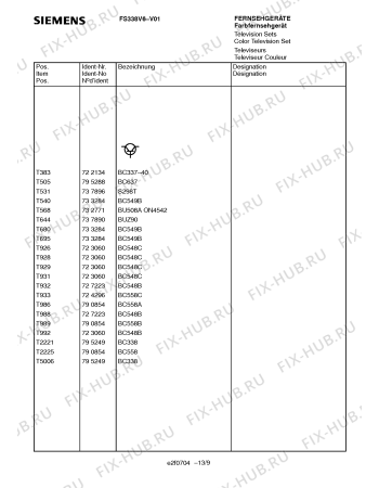 Схема №13 FS338V6 с изображением Инструкция по эксплуатации для жк-телевизора Siemens 00531158