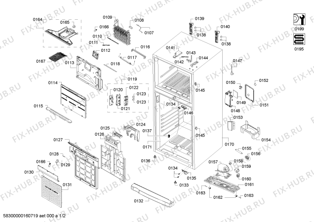 Схема №2 KD62NAI10J с изображением Вентиляционный канал для холодильника Siemens 00709551